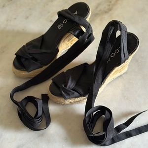 Aldo Black Lace-Up Wedges